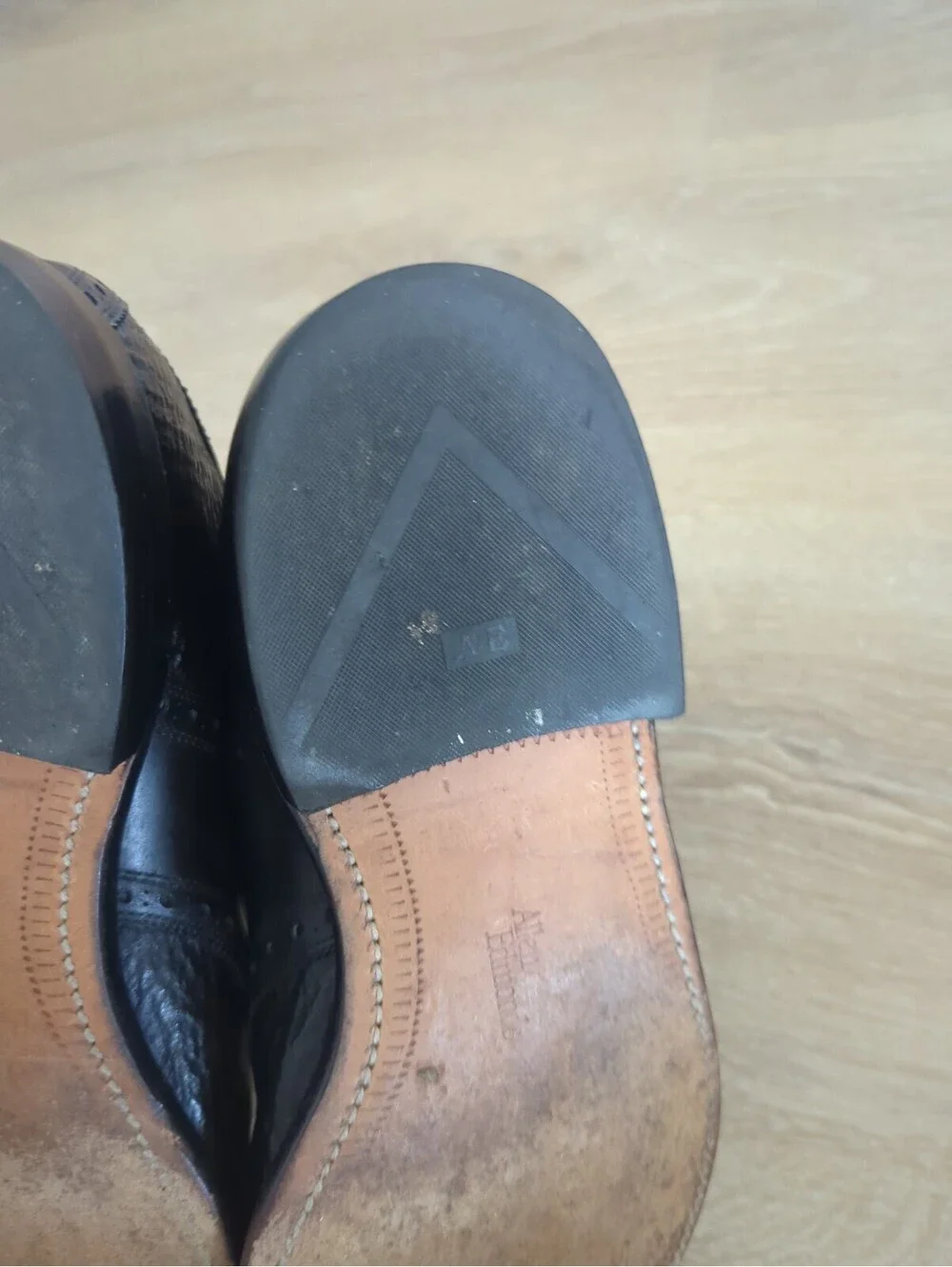 Mens Allen Edmonds Polo SHARKSKIN Rare Exotic Black Leather Size  12C 06761